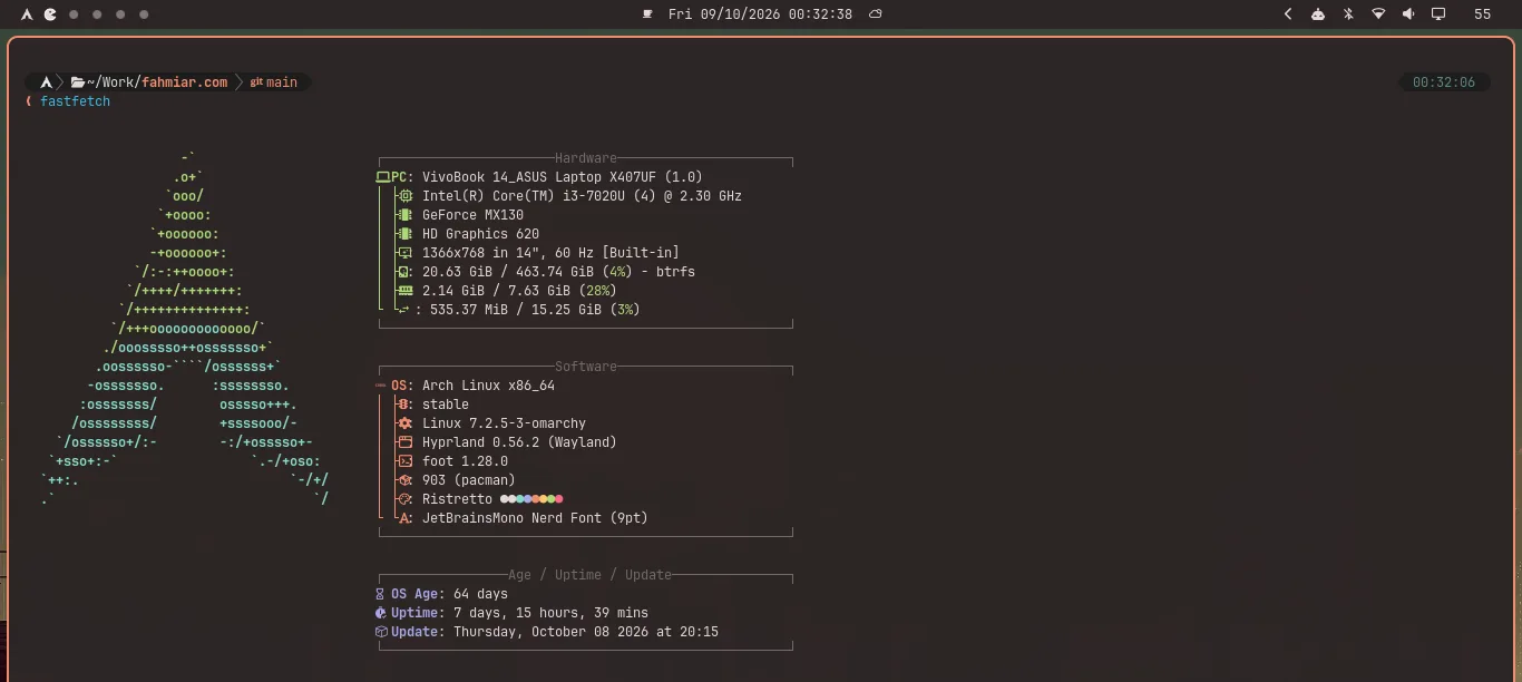 Giving My Old Laptop a Second Life With Omarchy